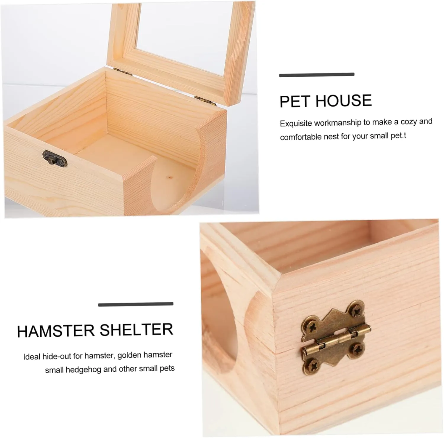 POPETPOP 3pcs Hamster Sleep Nest Pet House Wooden Shelter Hideout Tree Multi-Chamber Decor