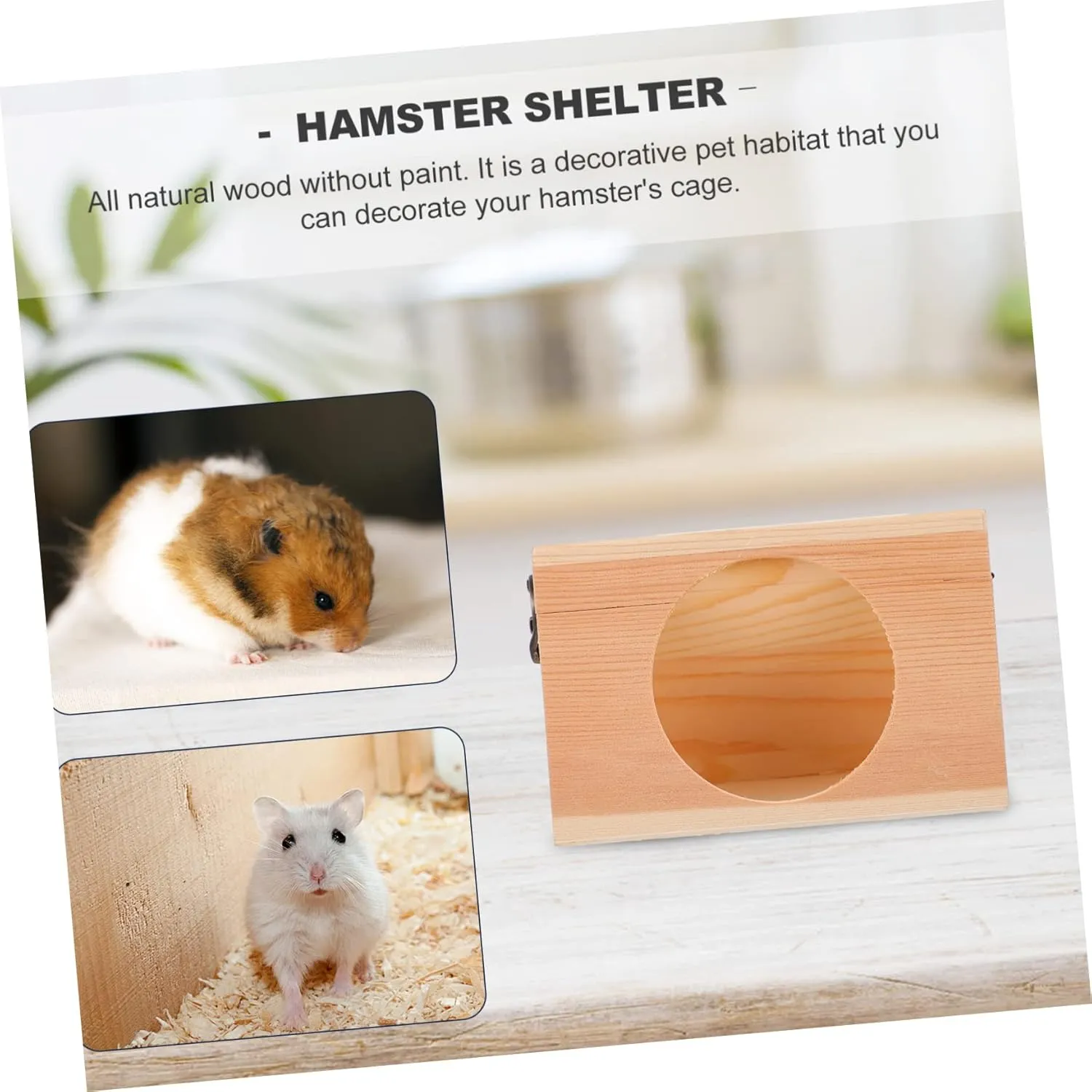 POPETPOP 3pcs Hamster Sleep Nest Pet House Wooden Shelter Hideout Tree Multi-Chamber Decor
