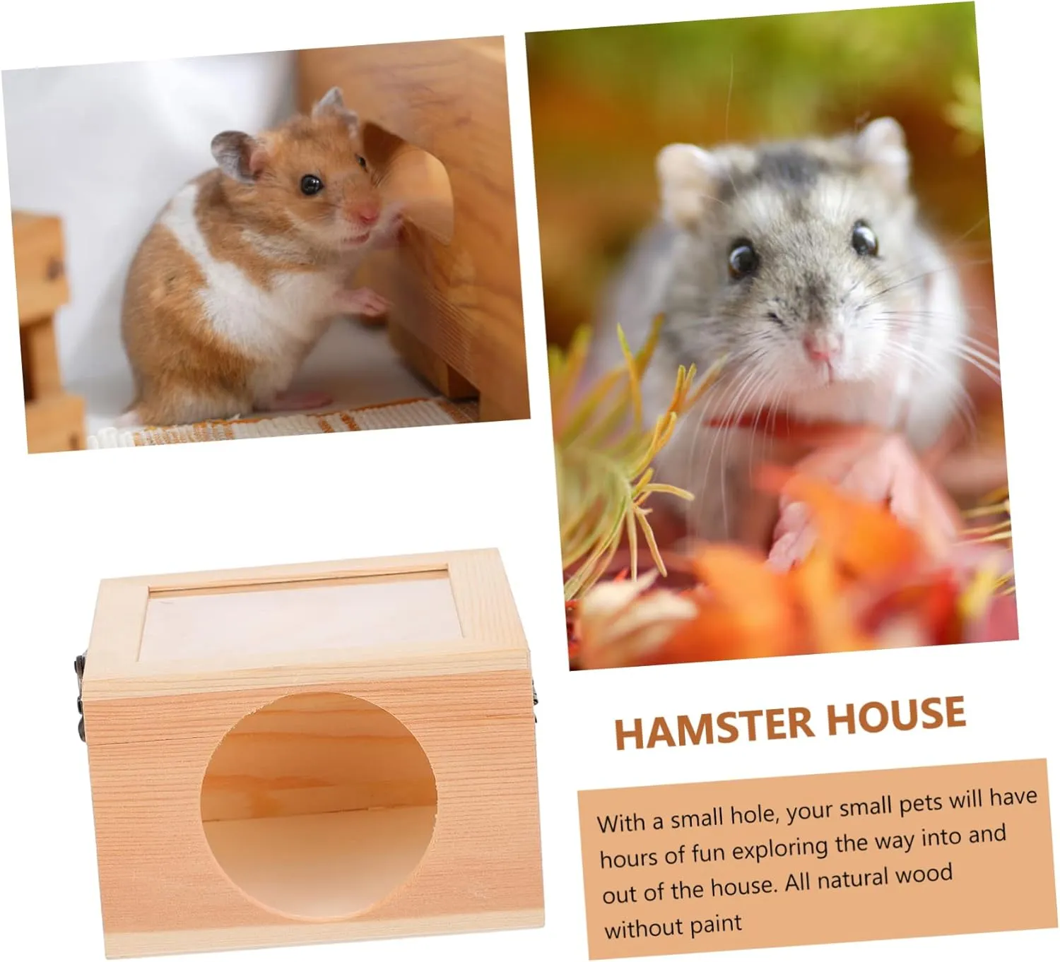 POPETPOP 3pcs Hamster Sleep Nest Pet House Wooden Shelter Hideout Tree Multi-Chamber Decor