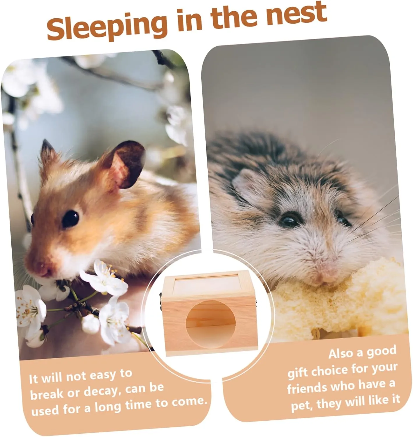 POPETPOP 3pcs Hamster Sleep Nest Pet House Wooden Shelter Hideout Tree Multi-Chamber Decor