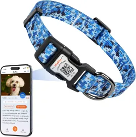 Reflective Dog Collars for Medium Dogs Soft Nylon Camo Blue Sized M