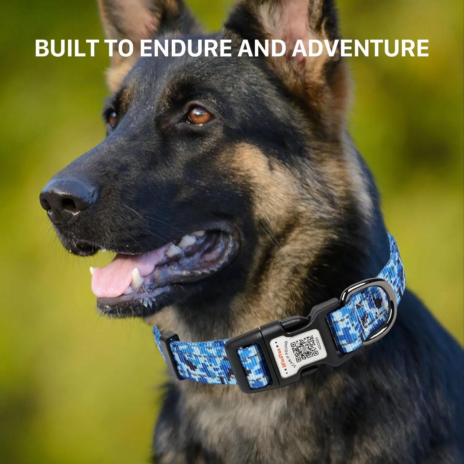 Reflective Dog Collars for Medium Dogs Soft Nylon Camo Blue Sized M
