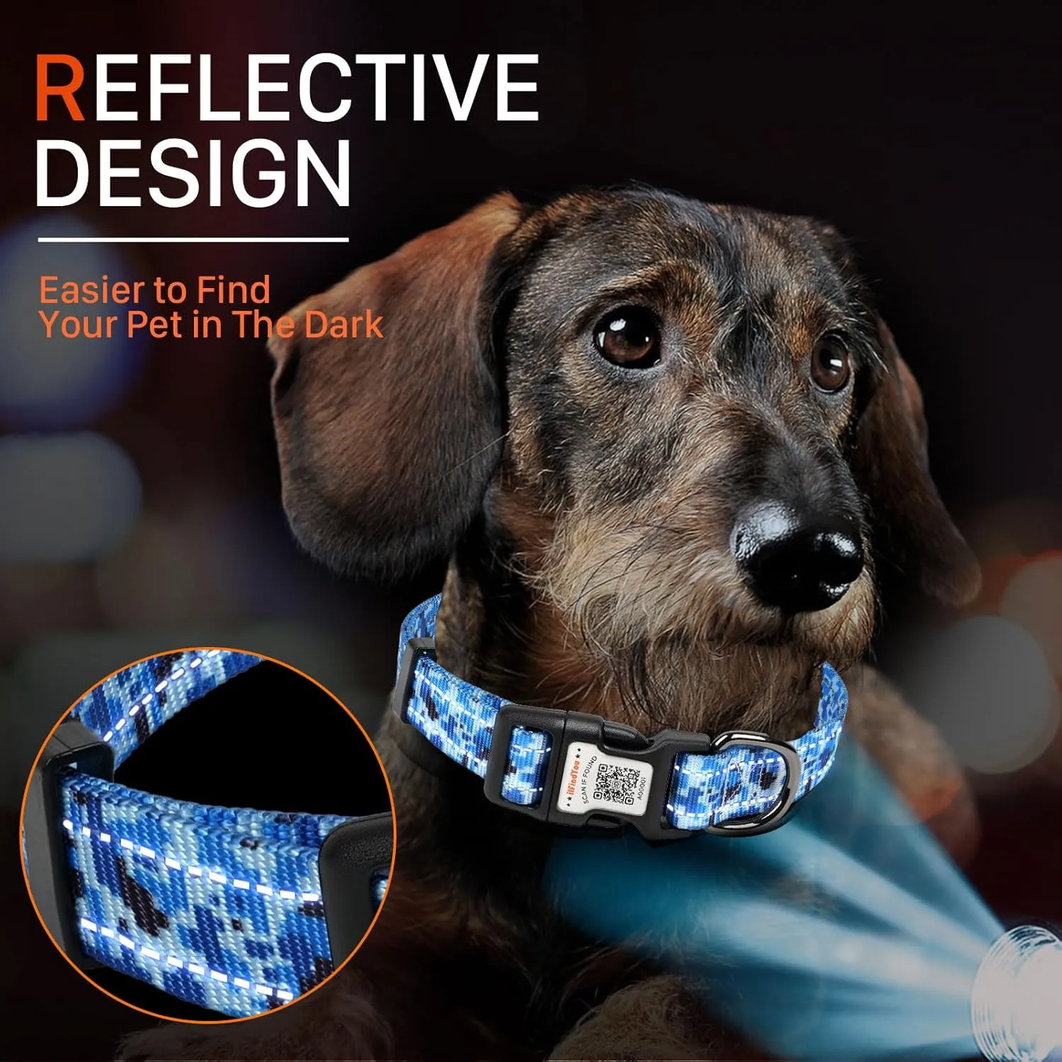 Reflective Dog Collars for Medium Dogs Soft Nylon Camo Blue Sized M