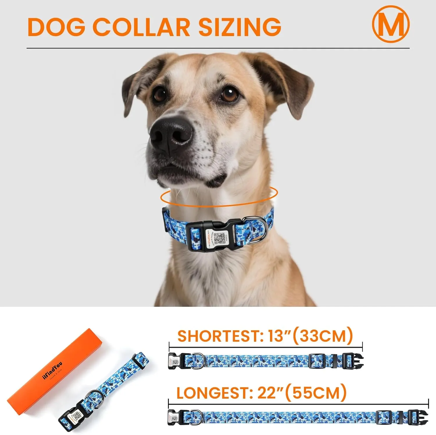 Reflective Dog Collars for Medium Dogs Soft Nylon Camo Blue Sized M