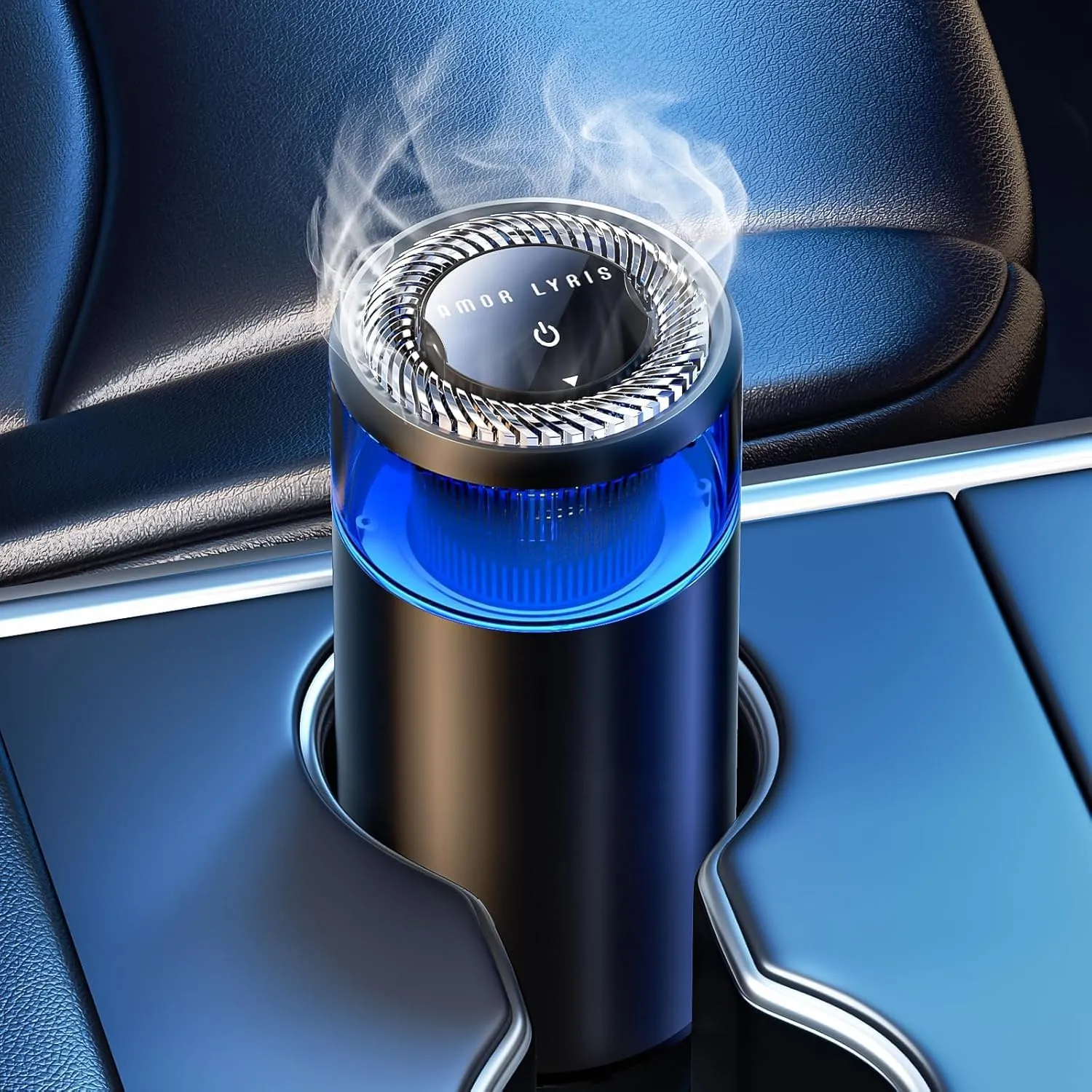 Smart Car Air Fresheners, Ambient Light & Mist Fragrance, Auto On/Off Car Air Freshener Diffuser, Adjustable Intensity, Premium Scents Refill, Lasts 1000 Times, Built-in Battery, Ocean
