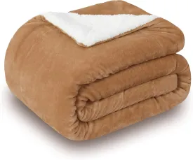 SOCHOW Sherpa Fleece Throw Blanket, Double-Sided Super Soft Luxurious Plush Blanket Twin Size, Camel, 60" X 80"