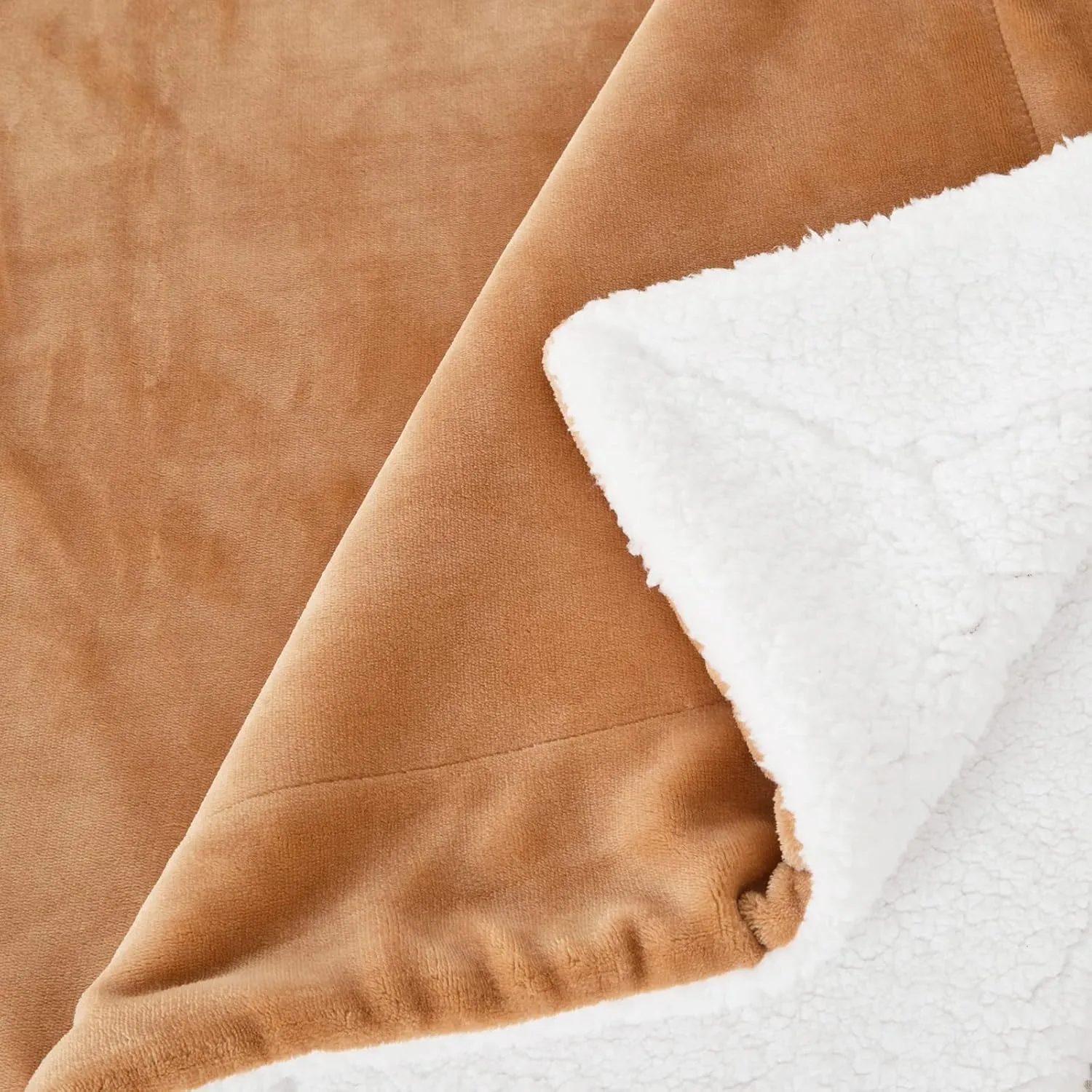 SOCHOW Sherpa Fleece Throw Blanket, Double-Sided Super Soft Luxurious Plush Blanket Twin Size, Camel, 60" X 80"