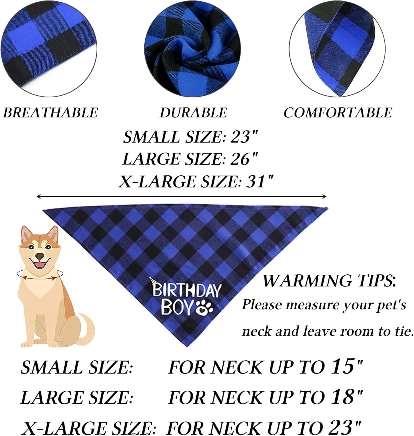 STMK Dog Birthday Party Supplies, X-Large, Blue - Includes Hat, Bandana, Bow Tie, Numbers & Glue Points