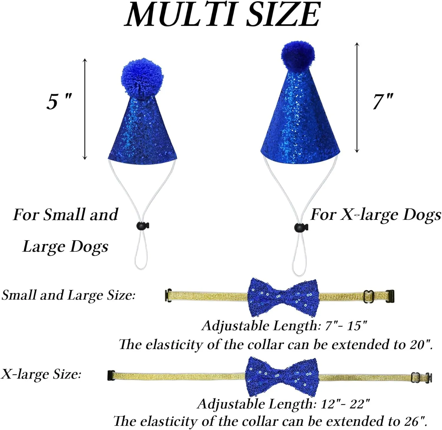STMK Dog Birthday Party Supplies, X-Large, Blue - Includes Hat, Bandana, Bow Tie, Numbers & Glue Points