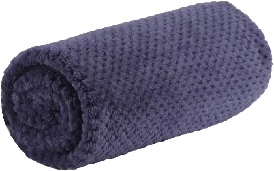 uxcell Flannel Fleece Bed Blankets, Soft Warm Microfiber Blanket, Mesh Fuzzy Plush 330GSM Lightweight Decorative Solid Blankets for Bed 30"x40" Cyber Grape Purple