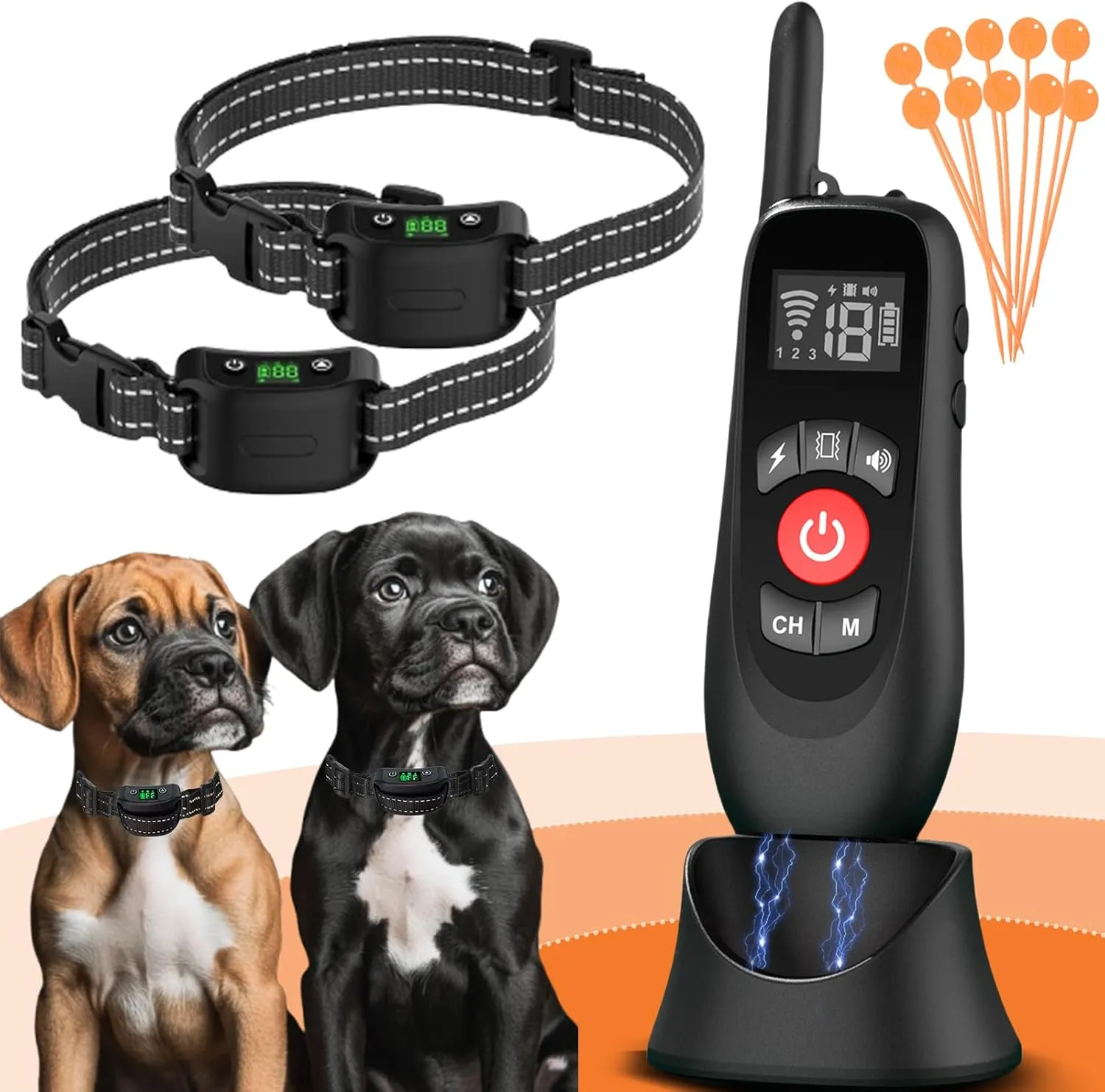 Wireless Dog Fence, 2 in 1 Electric Fence for Dogs with Smart Magnetic Charging Base, Outdoor Portable Dog Perimeter Collar Fence, Adjustable Waterproof 100% Safe Suitable for Large Medium Small Dogs